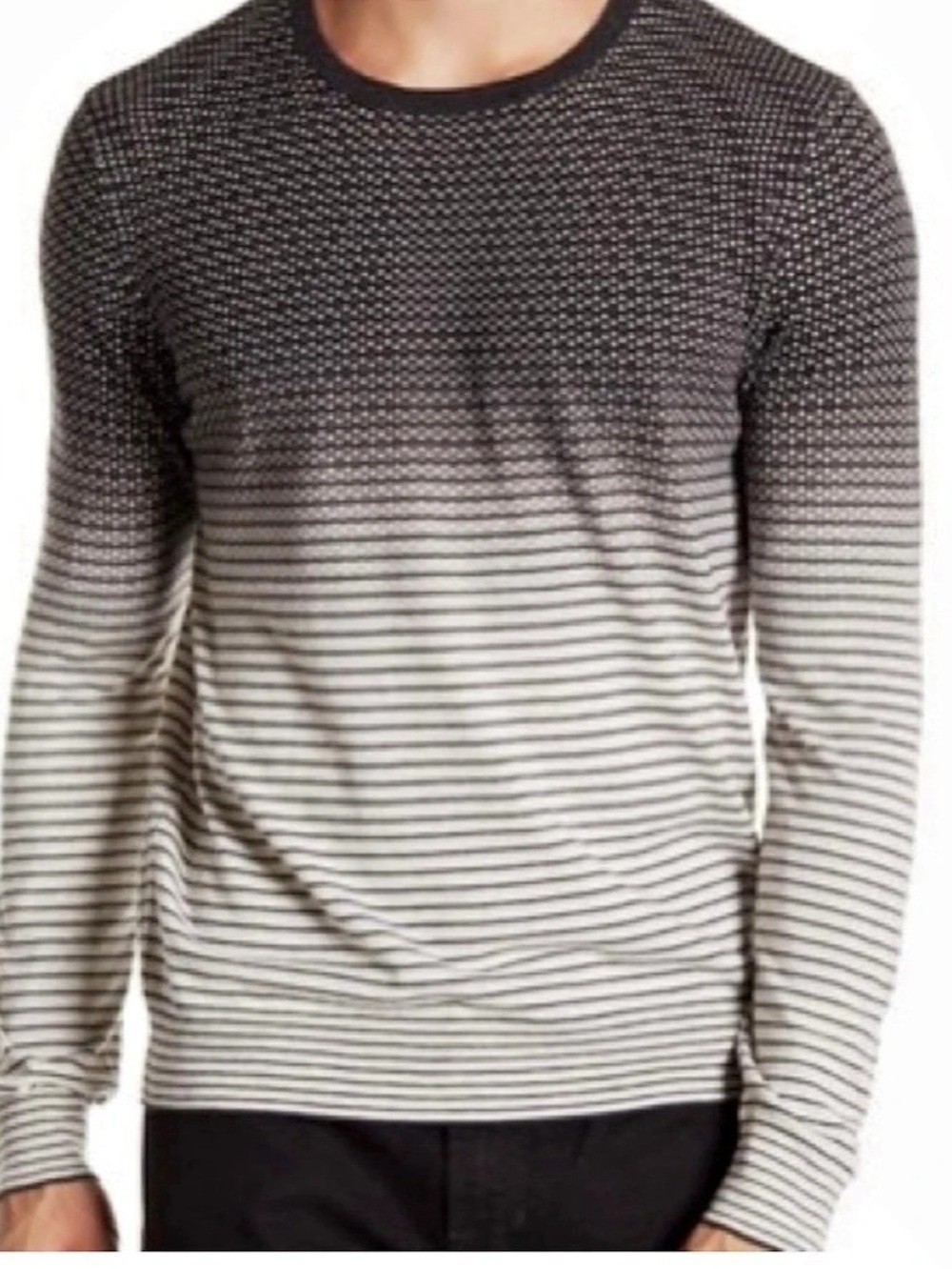 Vince Luxury Ombré Micro-Dot to Stripe Cashmere Blend Sweater M